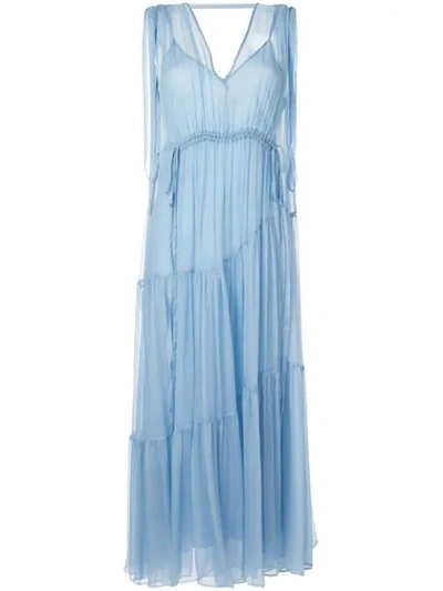 Lee Mathews Petra Silk Dress In Blue