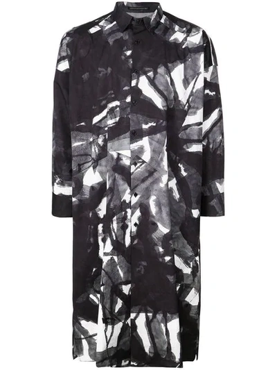 Yohji Yamamoto Oversized Print Shirt In Grey