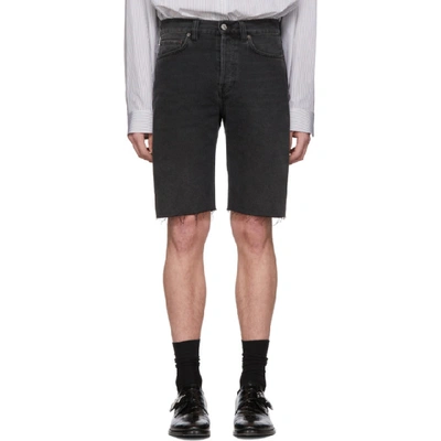 Balenciaga Men's Vintage Denim Cutoff Shorts In 1103 Vtgblk