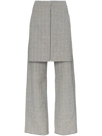 Delada Layered Skirt Trousers In Grey