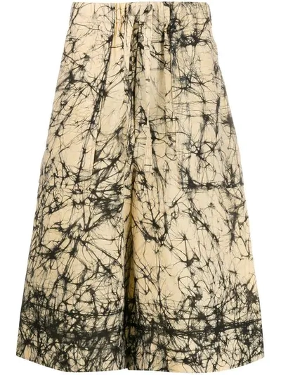 Issey Miyake Oversized Printed Shorts In Neutrals