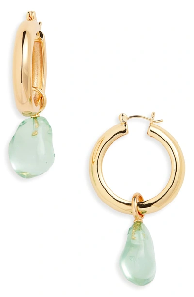 Lizzie Fortunato Island Mismatched Hoop Earrings In Moss/ Gold