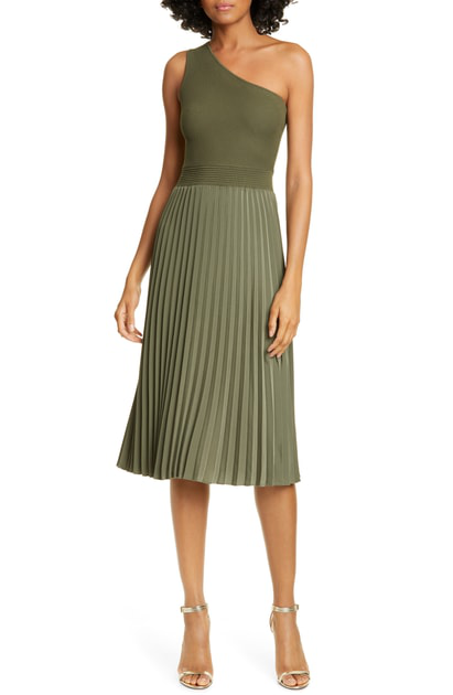 ted baker khaki one shoulder dress