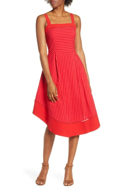 Adelyn Rae Cailin Stripe Midi Dress In Hibiscus