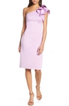 Eliza J One-shoulder Ruffle Sheath Cocktail Dress In Lavender