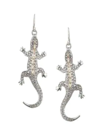 Alexis Bittar Crystal Encrusted Lizard Wire Earrings In Silver