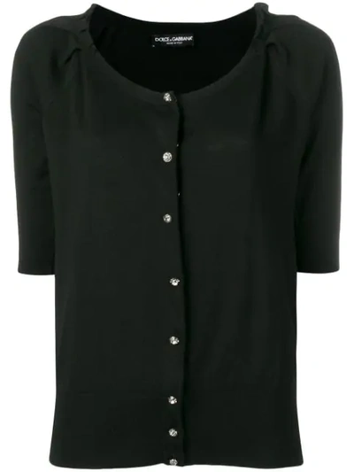 Dolce & Gabbana Jewel Button Cardigan In Black