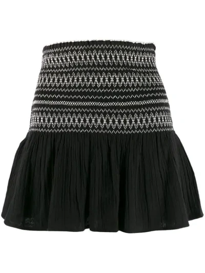 Mes Demoiselles A-line Embroidered Skirt - Black