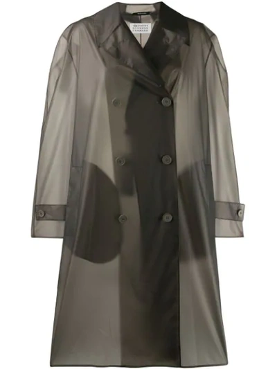 Maison Margiela Double-breasted Raincoat In Grey