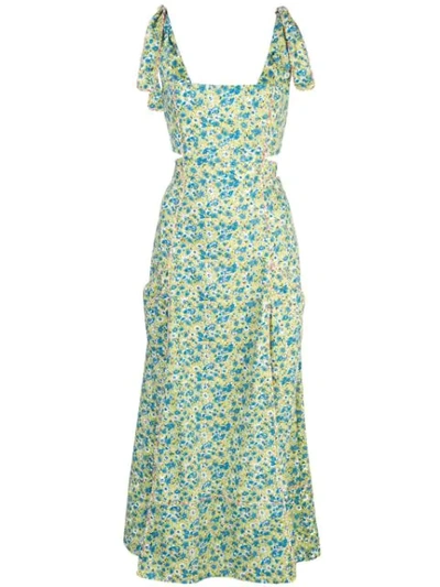 cinq a sept green floral dress Cinq a Sept Green Floral Gown by Cinq A Sept