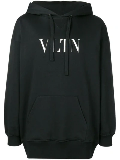 Valentino Vltn Graphic Hoodie In Black