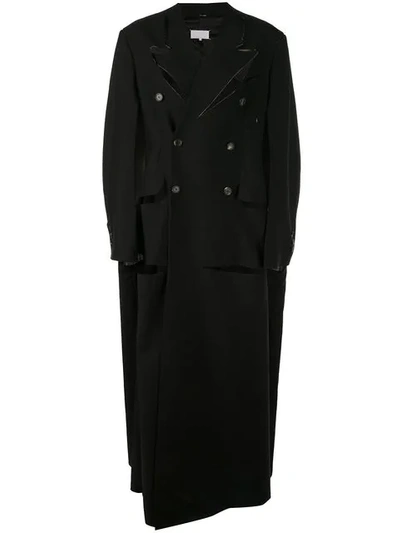 Maison Margiela Deconstructed Double-breasted Raw Coat - Black
