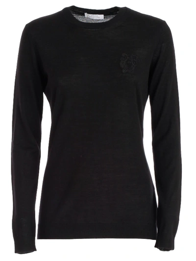 Versace Collection Embroidered Jumper In Black