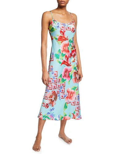 Natori Star Blossom Satin Slip Nightgown In Multi Pattern