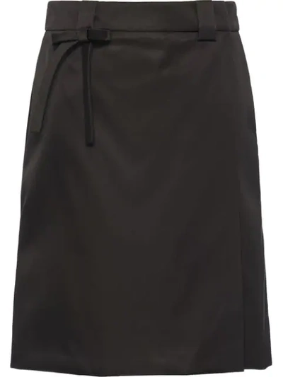Prada Wrap Skirt With Bow In Nero (black)