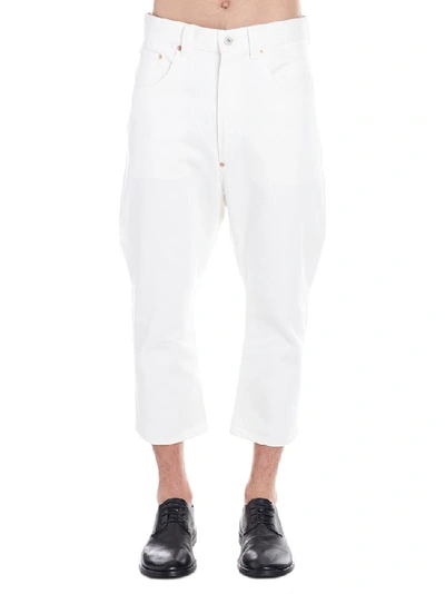 Junya Watanabe Camouflage Pocket Cropped Jeans In White