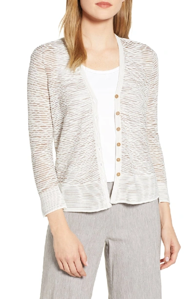 Nic + Zoe Pebble Button-front Pebble Novelty-stitch Cardigan In Multi