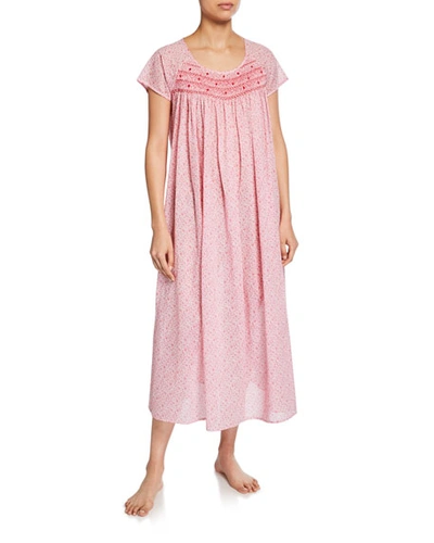 P Jamas Marilu Short-sleeve Cotton Nightgown In Pink Pattern