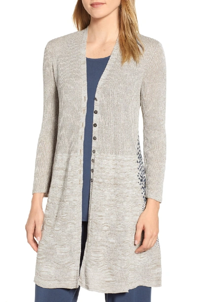 Nic + Zoe Petite Bustle Button-front A-line Textured Cardigan In Multi
