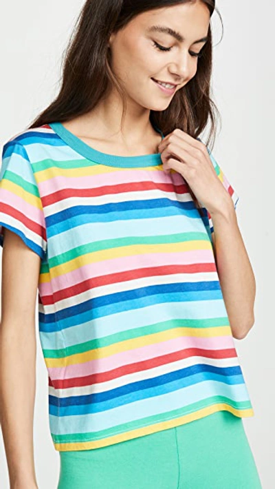 Pam & Gela Rainbow-stripe Short-sleeve Cotton Tee In Multi