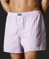 Polo Ralph Lauren Men's Underwear, Woven Boxer In Pink Stripe