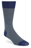 Pantherella Men's Fabian Chevron Pattern Egyptian Cotton Socks In Ocean