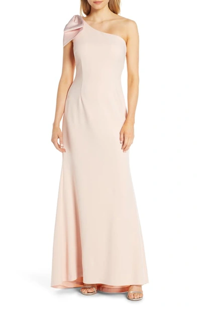 Eliza J One-shoulder A-line Gown In Blush ModeSens