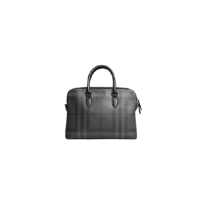 Burberry The Slim Barrow In London Check In Charcoal/black