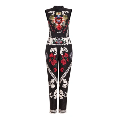 Comino Couture Vintage Black Beaded Jumpsuit ModeSens