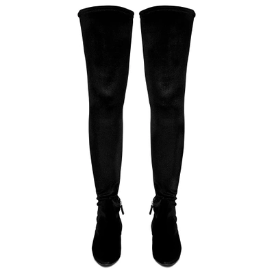 Le Monde Beryl Black Velvet Over Knee Boots