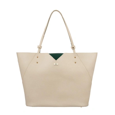 Stacy Chan London Veronica Tote In Stone Saffiano Leather