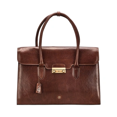 Maxwell Scott Bags Women S Italian Tan Leather Work Bag For Laptop In Chestnut Tan