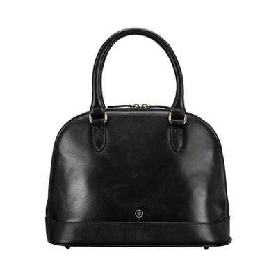 Maxwell Scott Bags Classic Black Italian Leather Handbag For Women In Night Black