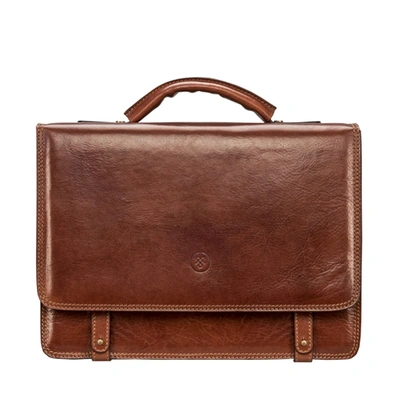 Maxwell Scott Bags Italian Tan Brown Mens Leather Satchel Briefcase Bag In Chestnut Tan
