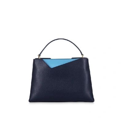 Stacy Chan London Midi Amy Tote In Navy Saffiano Leather