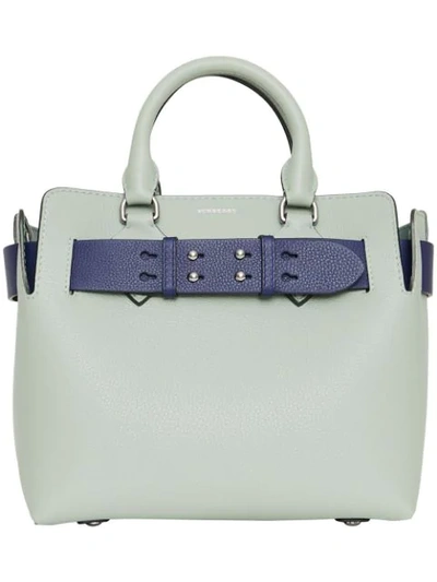 Burberry The Small Leather Belt Bag In Grey Blue