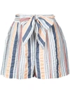 Ulla Johnson Stripe Belted Shorts In Blue