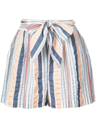 Ulla Johnson Stripe Belted Shorts In Blue