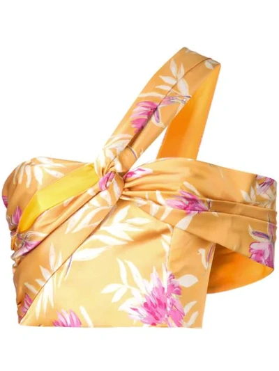 Amur Floral Print Asymmetric Top - Yellow