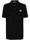 Moncler Logo-embroidered Polo Shirt In Black