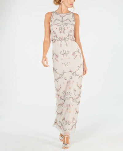 Adrianna Papell Embellished Blouson Gown In Ivory