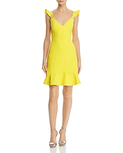 Aidan Mattox Aidan By  Crepe Cocktail Dress - 100% Exclusive In Lemon