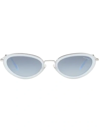 Miu Miu Oval Cat-eye Acetate-frame Sunglasses In Blue