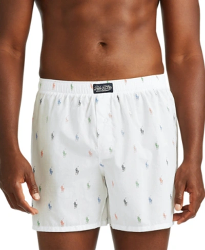 Polo Ralph Lauren Men's Underwear, Allover Pony Woven Boxers In Beach Stone