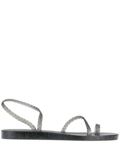 Ancient Greek Sandals Eleftheria Glitter-flecked Rubber Sandals In Black