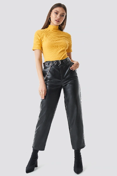 Chloé Pu Leather Belted Pants Black