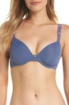 Natori Pure Luxe Underwire T-shirt Bra In Blue Indigo/ Amethyst