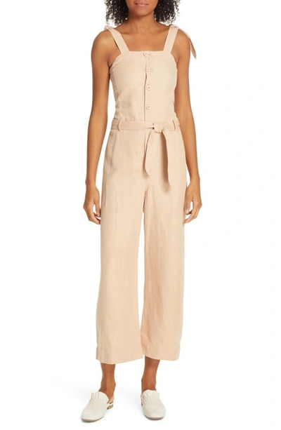 Apiece Apart Deia Cotton & Linen Crop Jumpsuit In Slipper