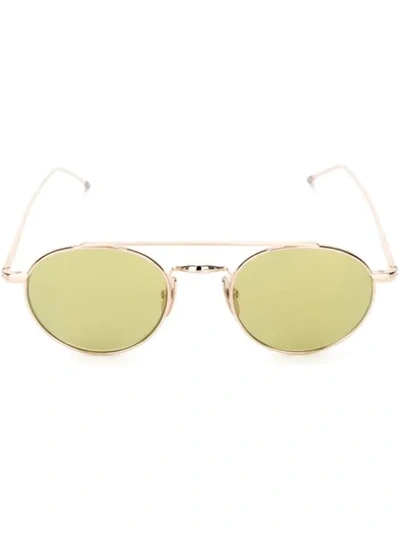 Thom Browne Shiny 12k Gold & Yellow Sunglasses In Green