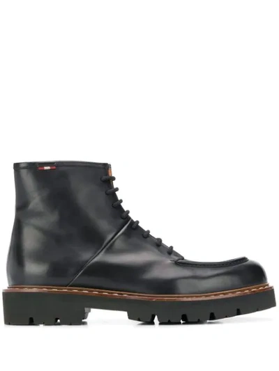 Bally Lybern Leather Combat Boots In Black